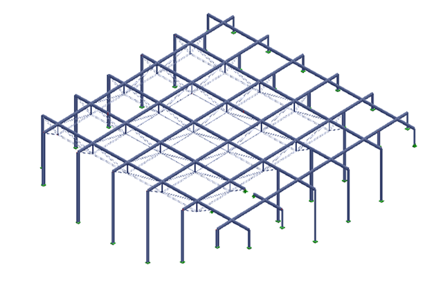 RSTAB Model of Steel Structure (© Frener & Reifer)