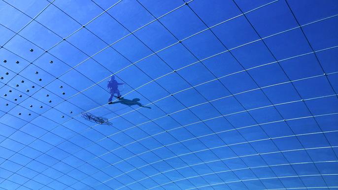 Upper Cable Web and ETFE Foil with Emergency Drainage Points (Photographed from Inside Cushion) (© 3dtex)