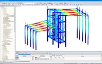 3D Model of Hall Structure with Visualized Deformations in RFEM (© pbr)