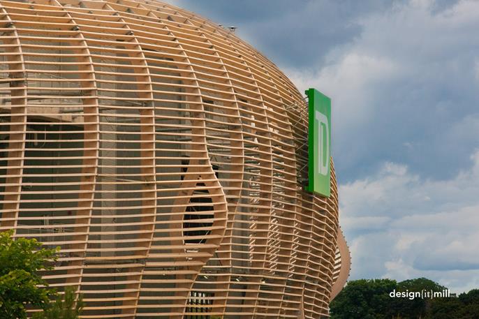 Timber Veil of TD Place Stadium in Ottawa, Canada (Photo: © Mark Cichy, Design It Mill)