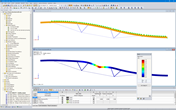 Model (Top) and 1st Mode Shape (Bottom) of Hybrid Roof Truss in RFEM (© StructureCraft Builders Inc.)