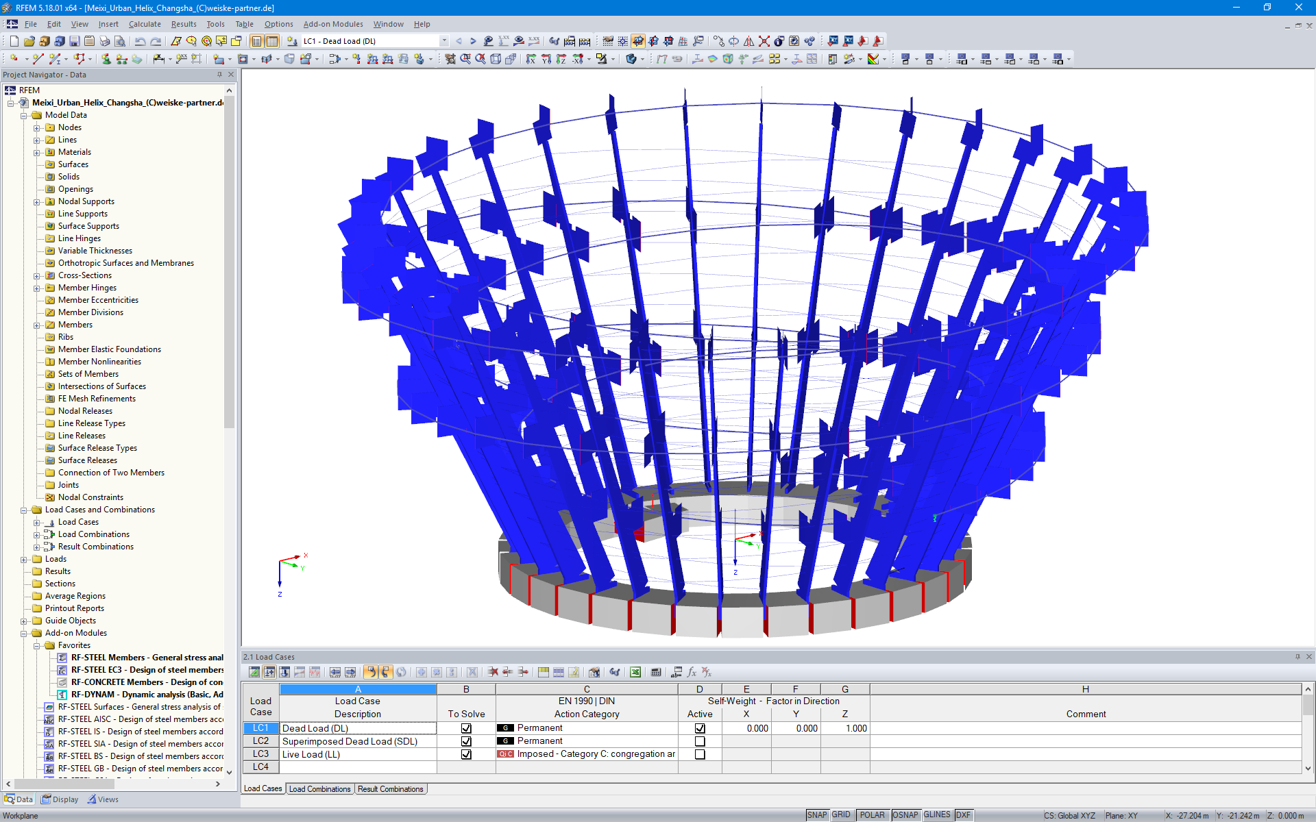 Model of Meixi Urban Helix, Changsha in RFEM (© Weiske + Partner GmbH)