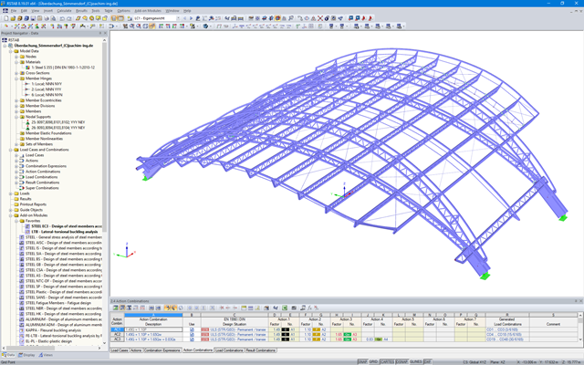 3D Model of Roof Structure in RSTAB (© Joachim Ingenieure)