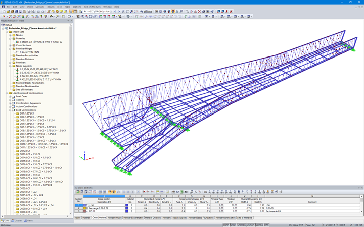 3D Model of Pedestrian Bridge in RSTAB (© Konstrukt: ING GmbH)