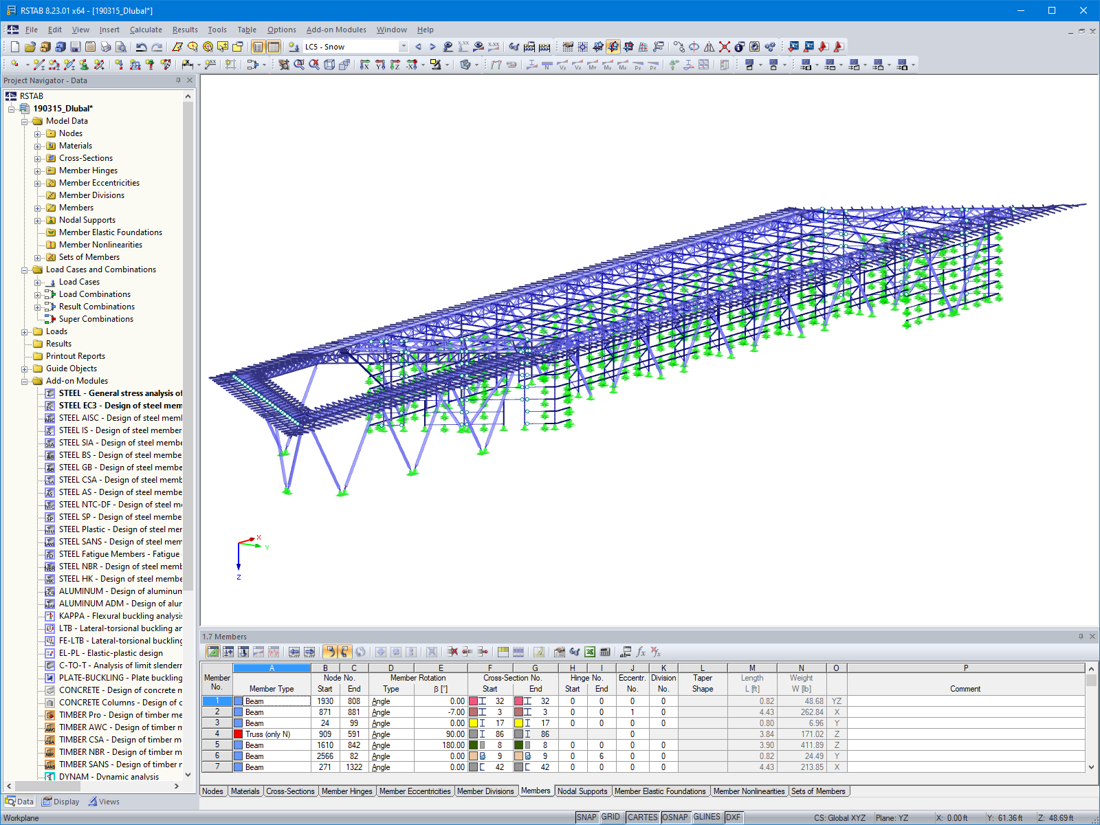 Handling Terminal | Customer Project Planned with RSTAB