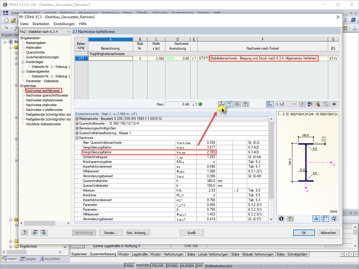 Design and Intermediate Values According to 6.3.4