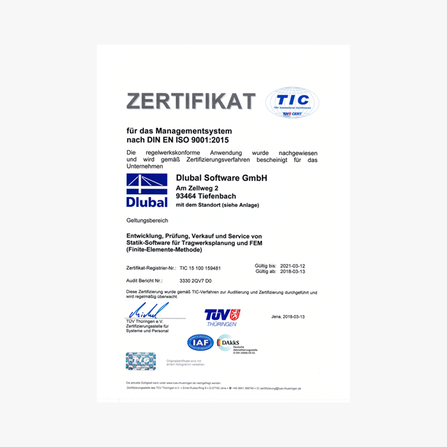 DIN EN ISO 9001: 2015 Certificate 