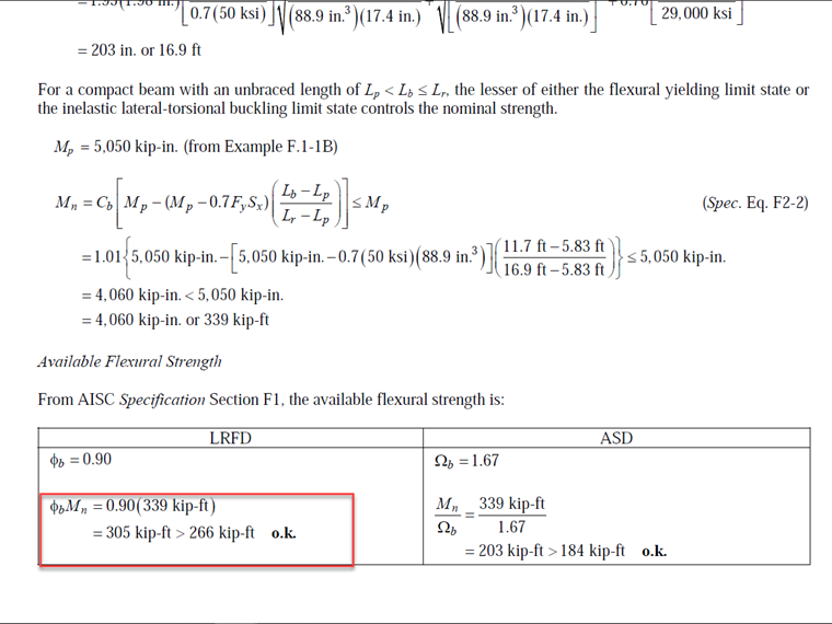 Nominal Flexural Strength Results from AISC 360-16 VE