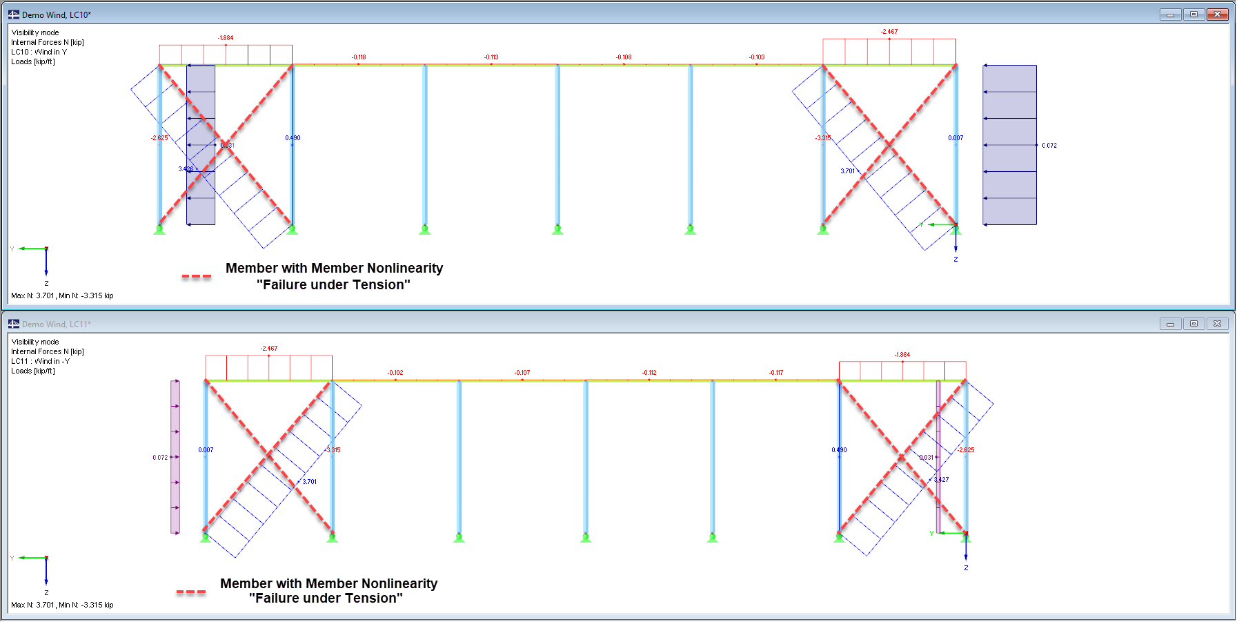 Member Nonlinearity "Failure Under Tension"