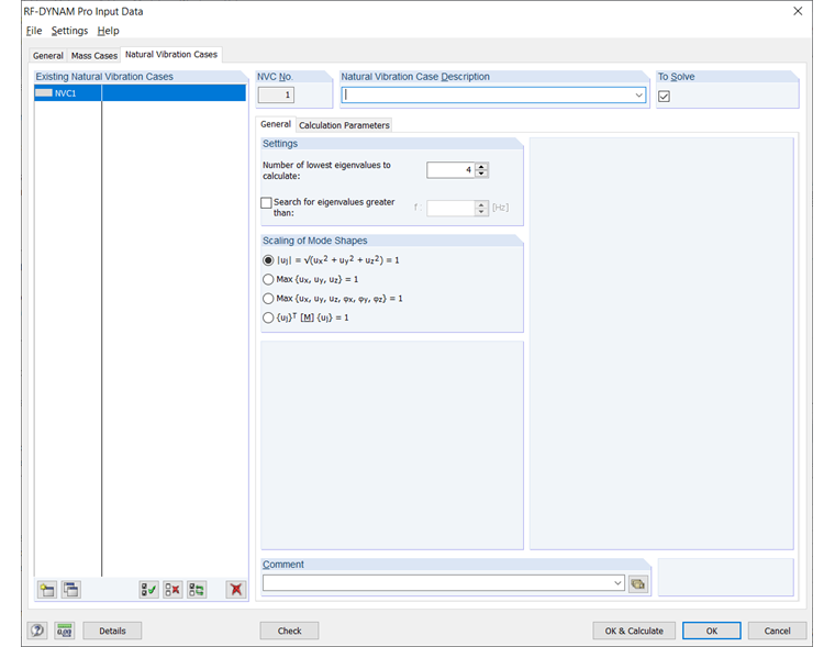 Dialog Box "General" in RF-/DYNAM Pro