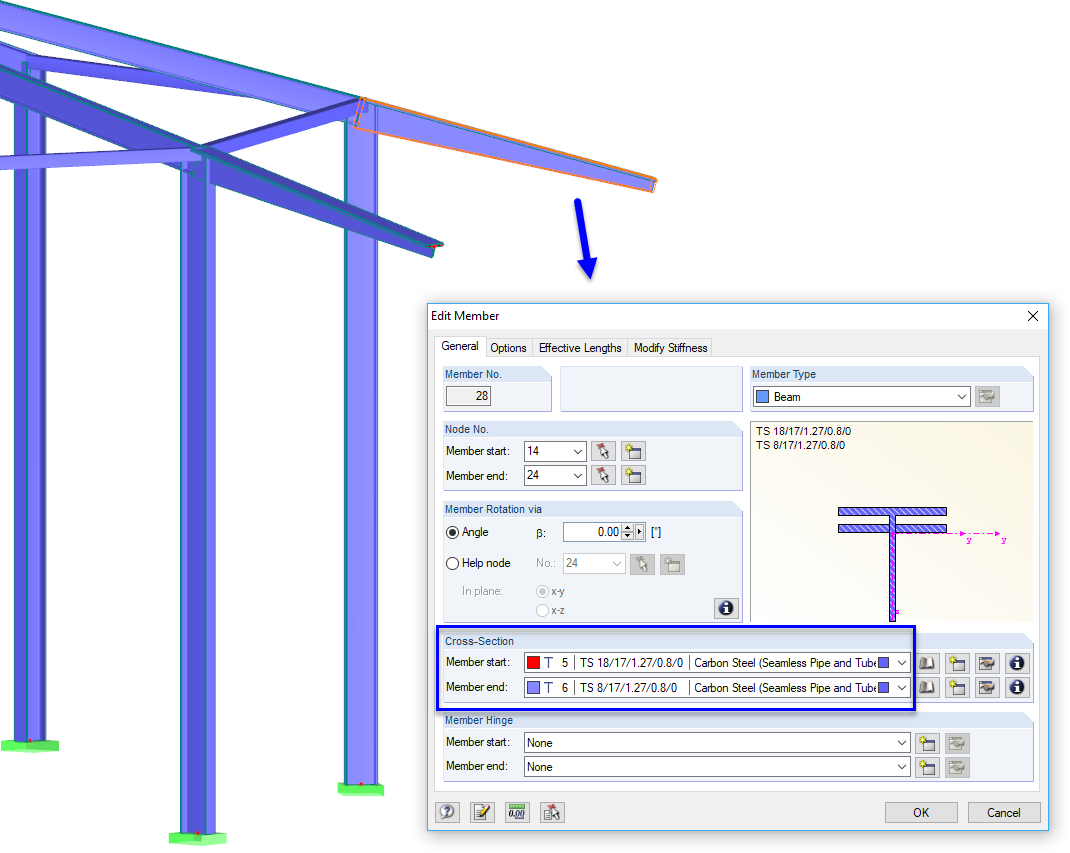 Taper Made of T-Sections