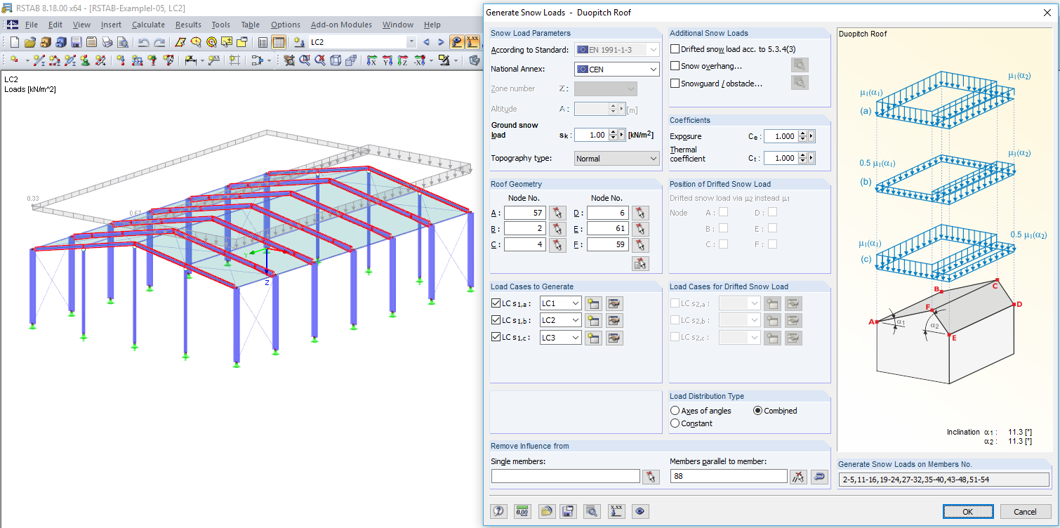 Load Generator "Generate Snow Loads - Duopitch Roof"