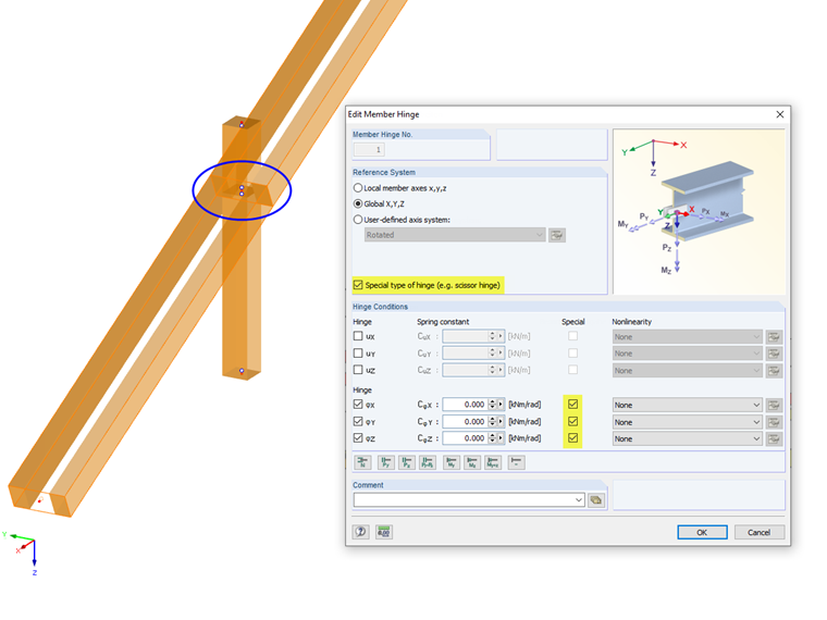 Scissor Hinge Between Rafters and Posts
