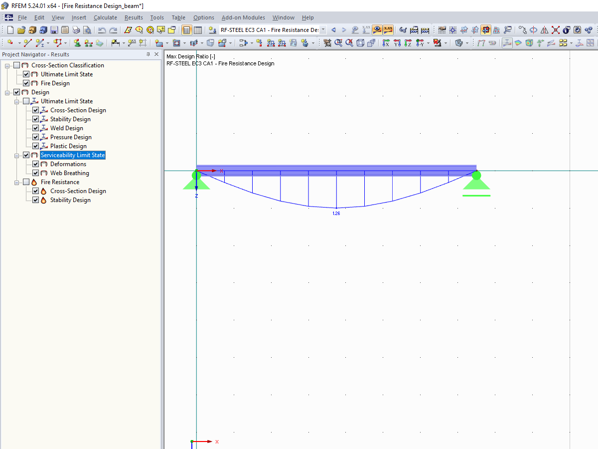 Graphical Display of Results from RF-/STEEL EC3 - Serviceability Limit State Design