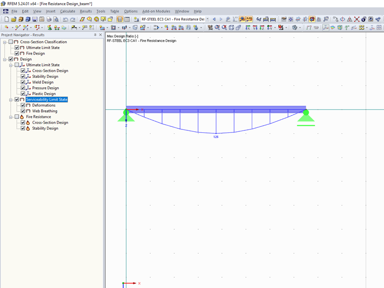 Graphical Display of Results from RF-/STEEL EC3 - Serviceability Limit State Design