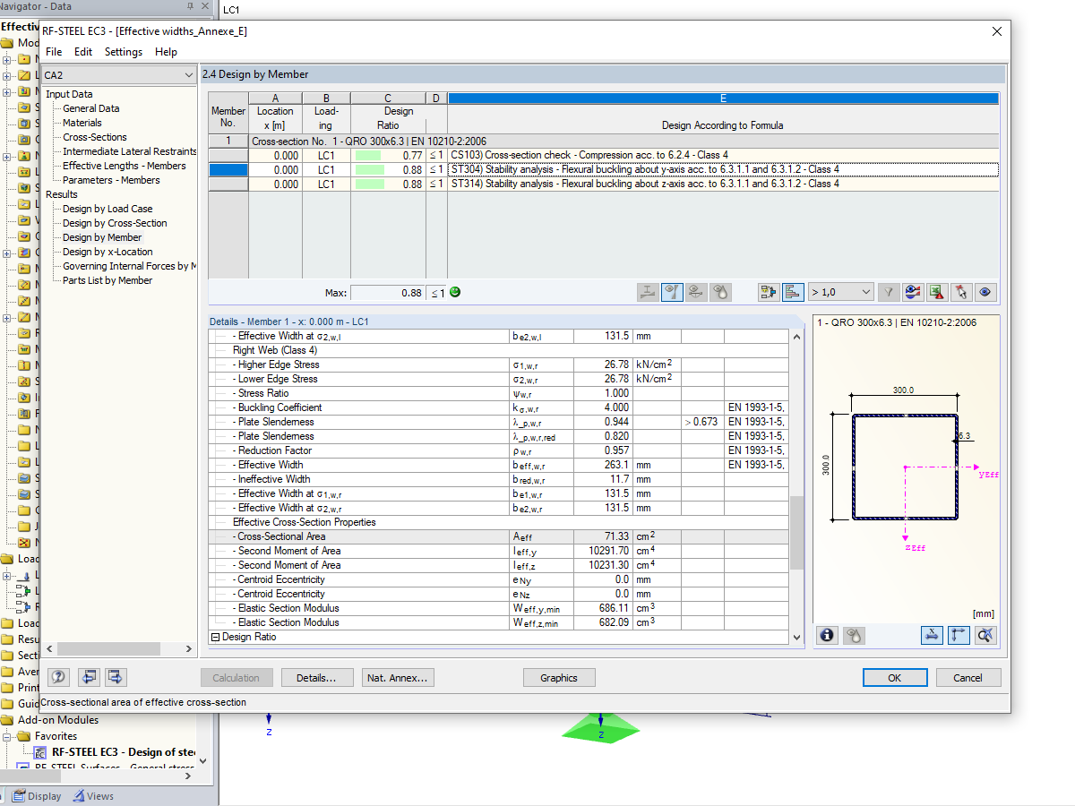 Effective Cross-Section Properties Taking into Account Actual Compressive Stress According to Annex E