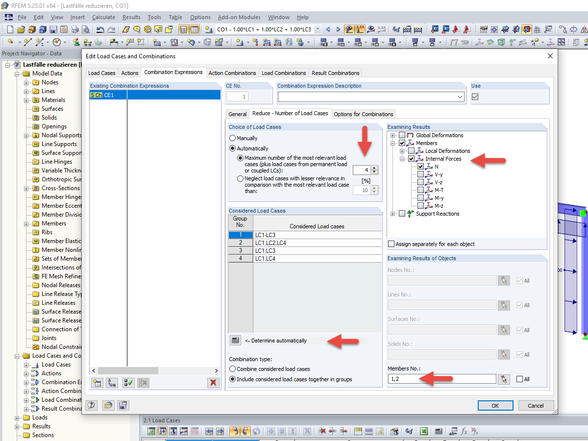 Selecting Load Cases
