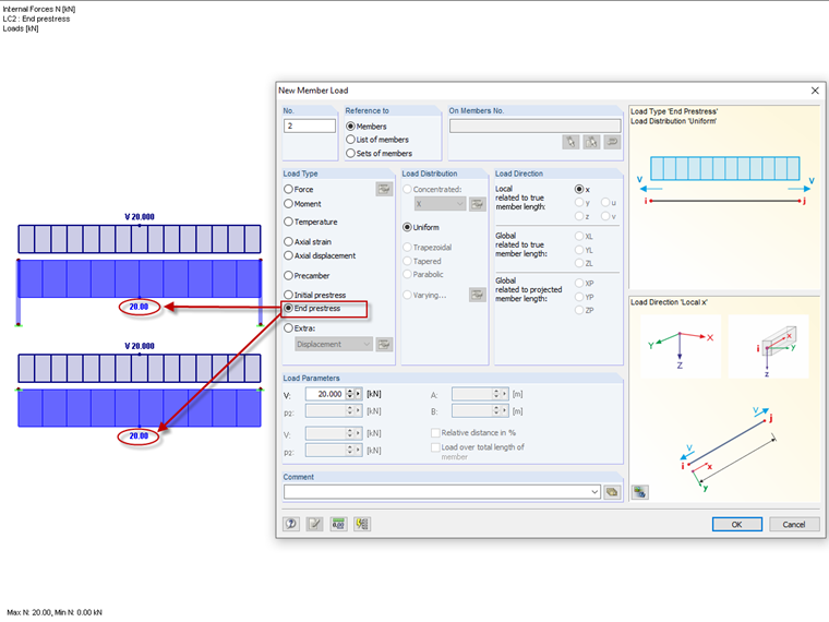 Member Load - End Prestress