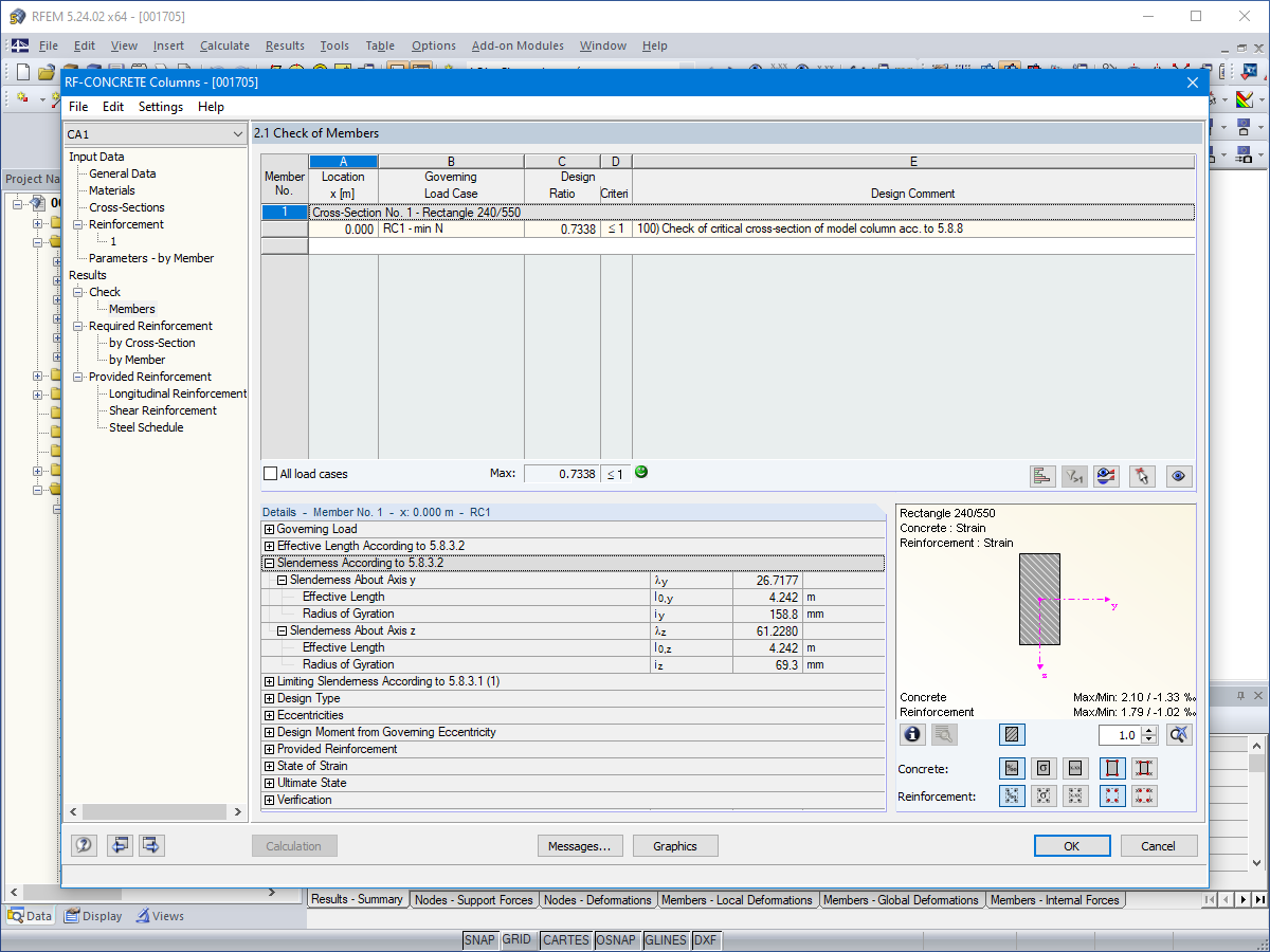 Display of Slenderness Values