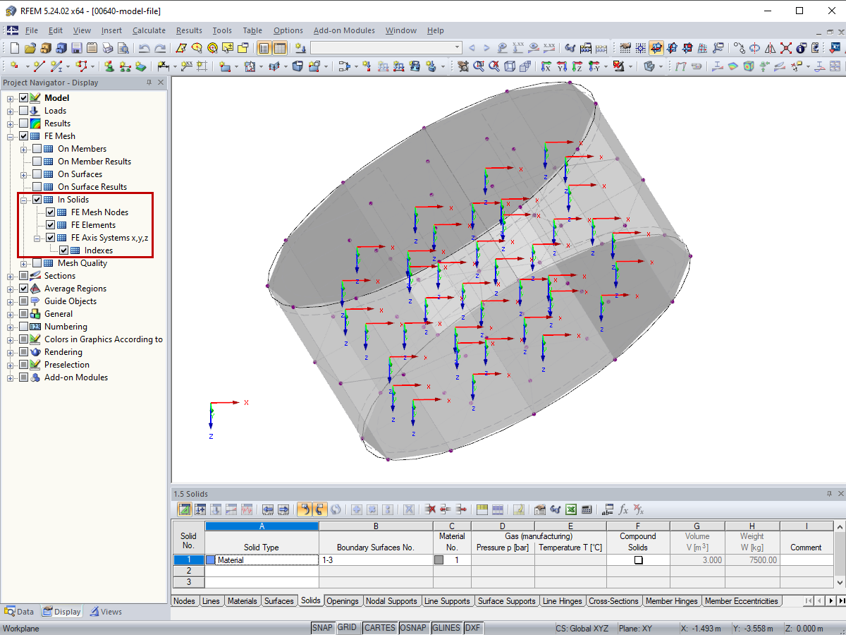 Displaying and Hiding FE Axis System