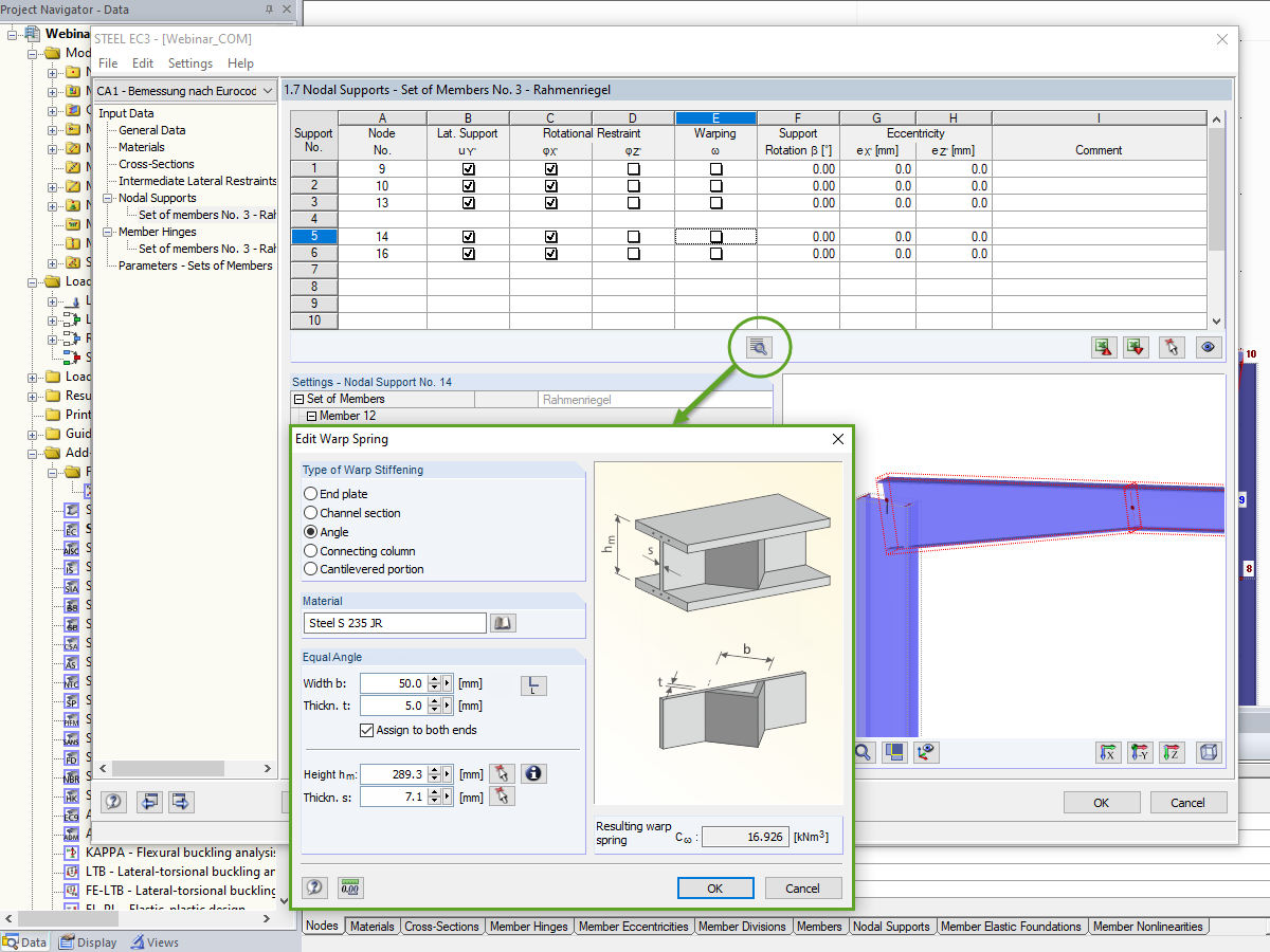 Warping Restraint via Welded Angle Section