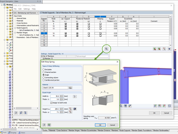 Warping Restraint via Welded Angle Section