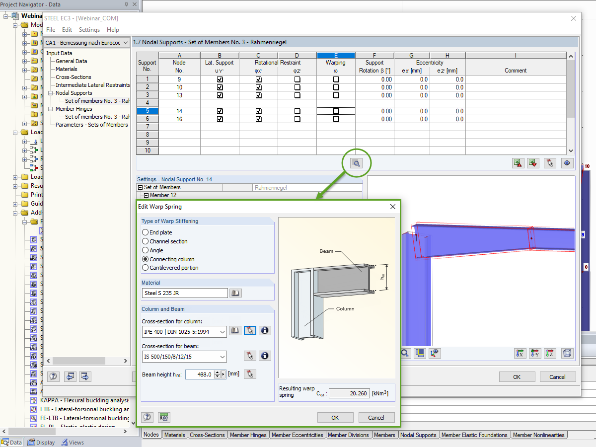 Warping Restraint via Connecting Column