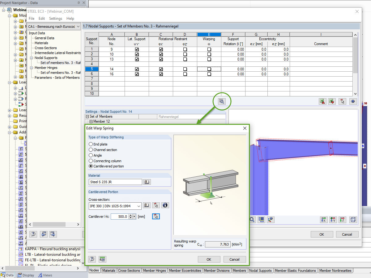 Warping Restraint via Beam Cantilever