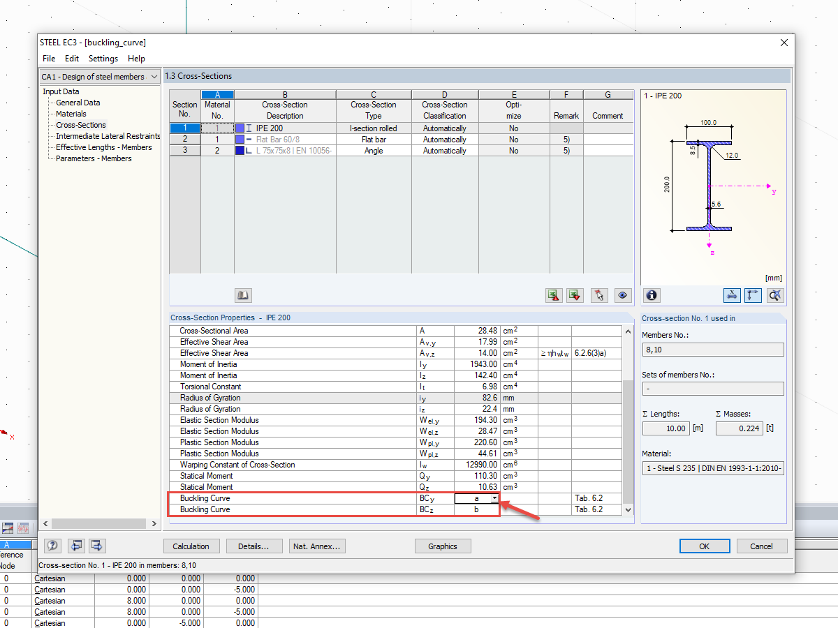 Selecting Buckling Curve in RF-/STEEL EC3 Add-on Module 