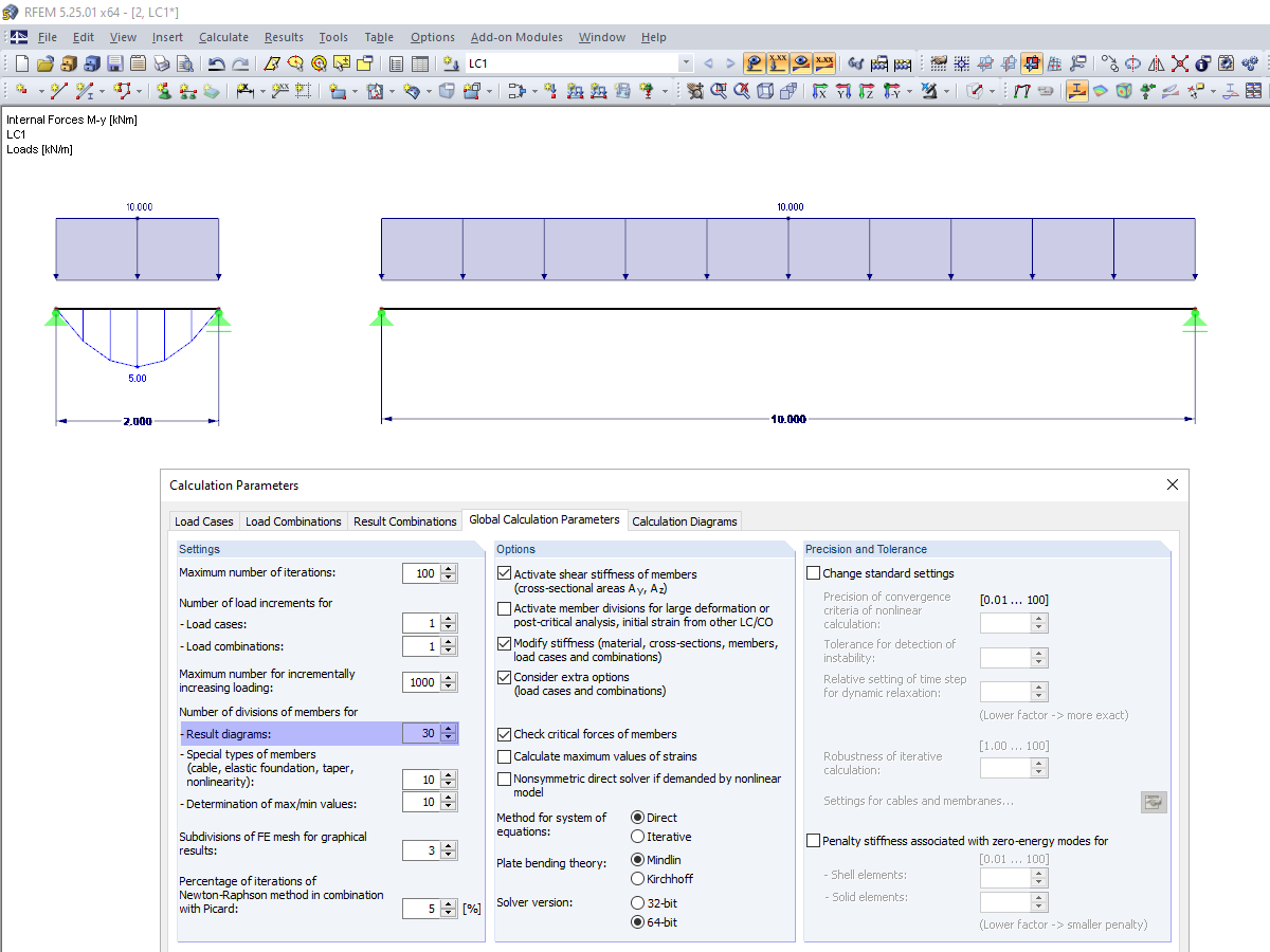 Moment Distribution with 30 Member Divisions for Result Diagrams