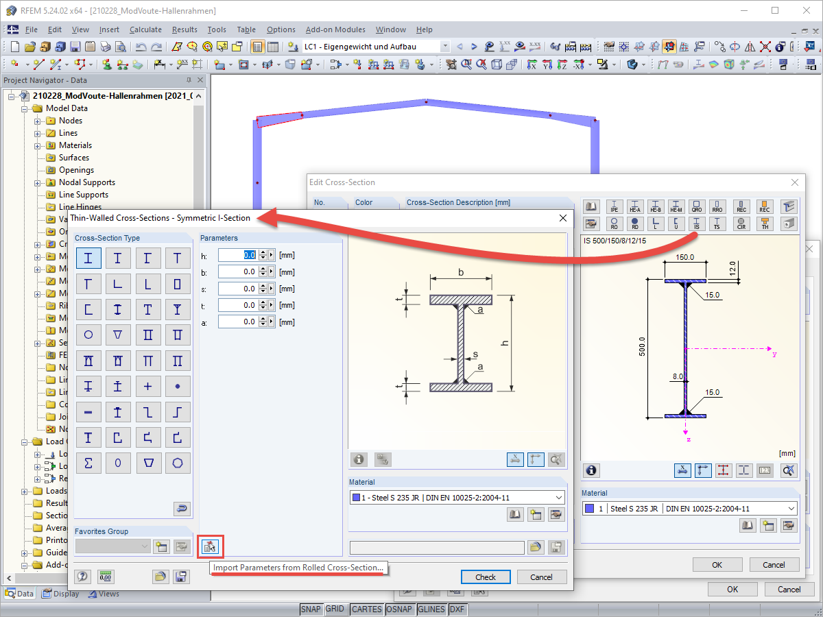 Import Parameters from Rolled Cross-Section