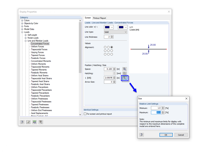 Display Properties of Loads