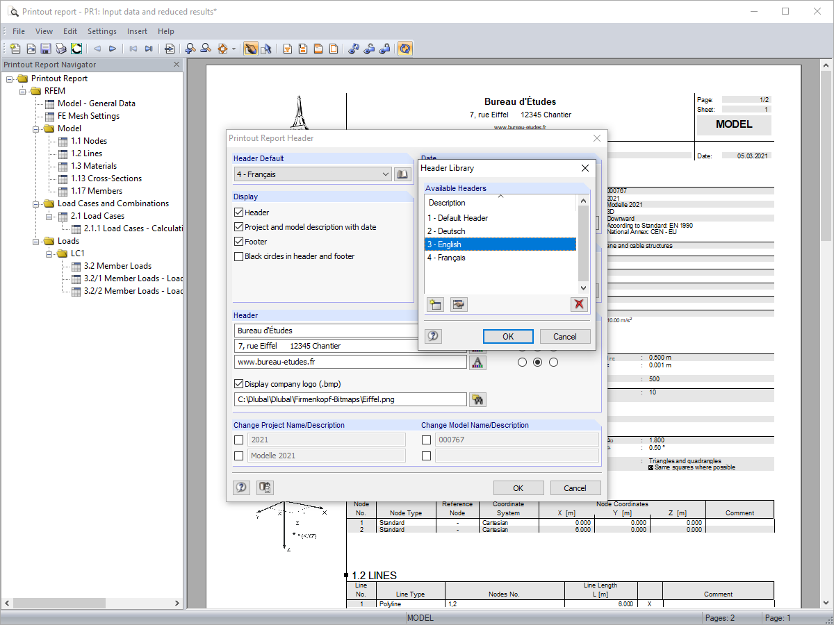 Printout Report Header