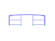Steel Hall with Flat Buckled Duopitch Roof, Y-Axis Direction View