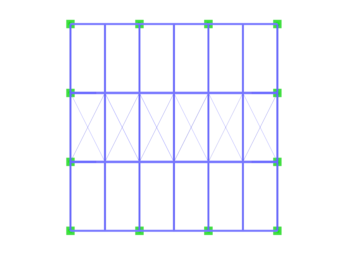 Steel Hall with Flat Buckled Duopitch Roof, Z-Axis Direction View