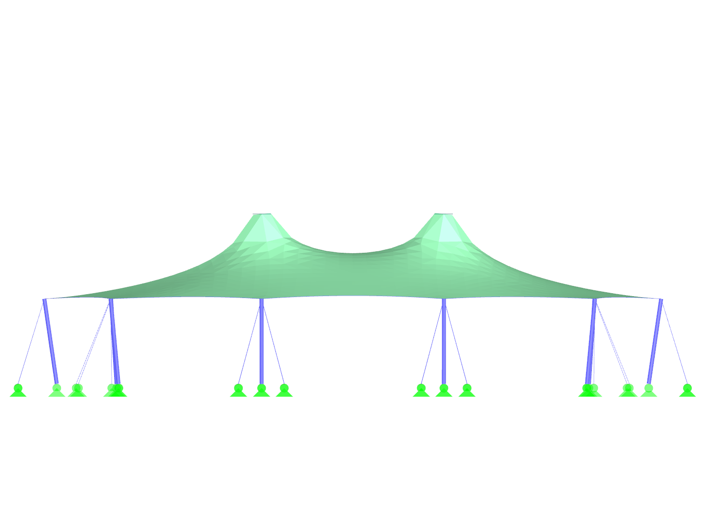Tent Roof with Two Cone Tips, Y-Axis Direction View