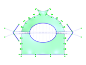 Suspended Membrane Roof, Z-Axis Direction View