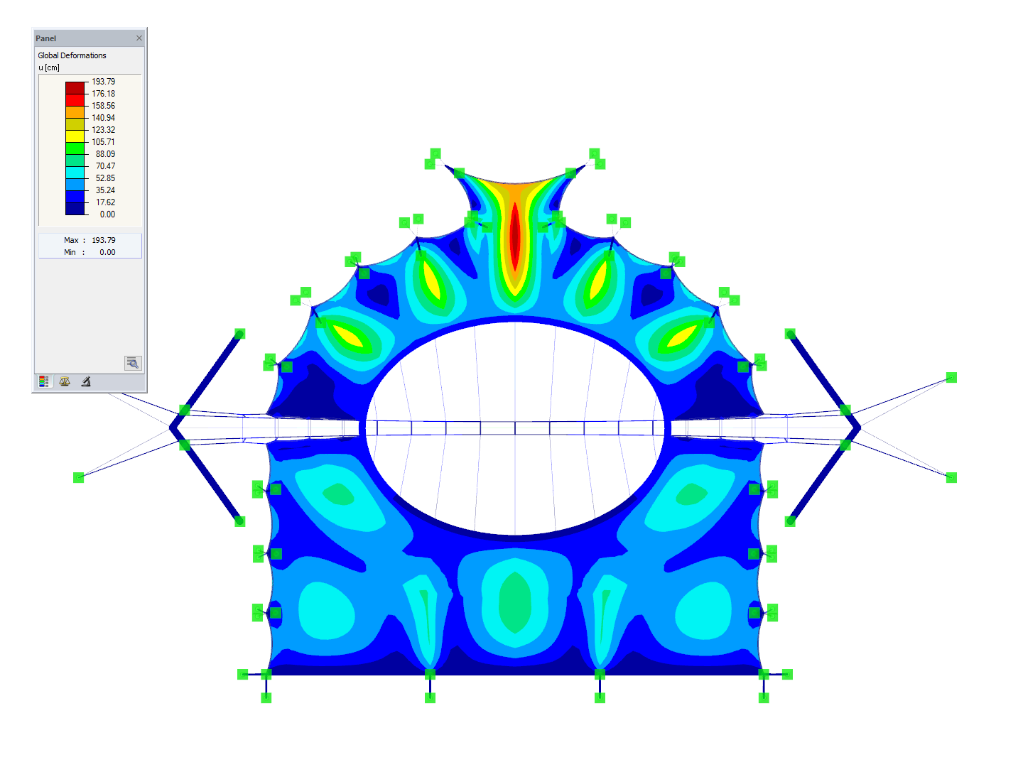 Suspended Membrane Roof, Z-Axis Direction View, Deformation