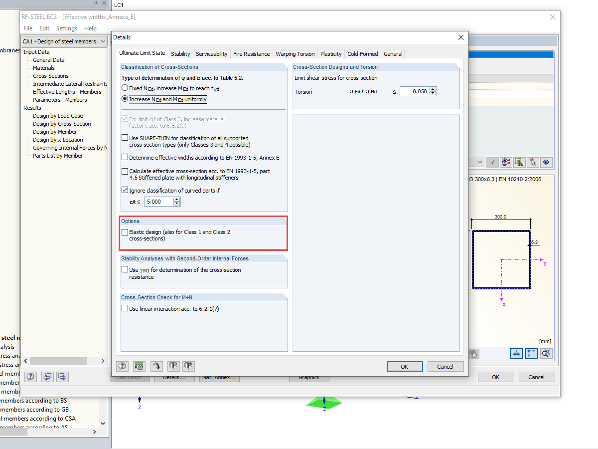 Elastic Design Check for All Cross-Section Classes