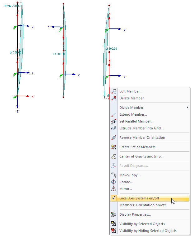 Local Axis Systems on/off