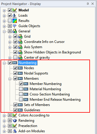 Displaying Numbering