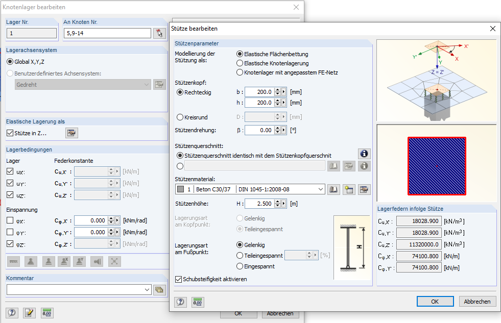 Nodal Support Type of Column