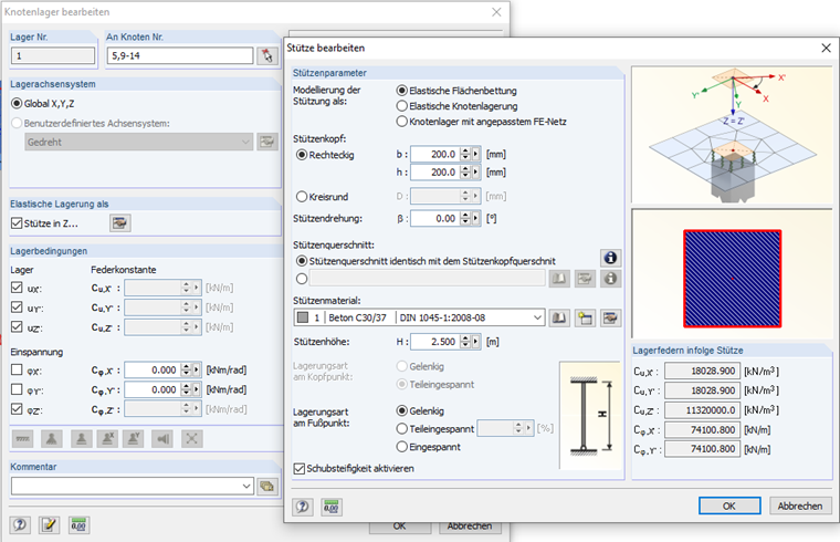Nodal Support Type of Column