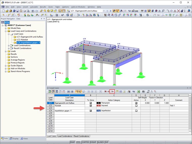 Rearranging Load Cases