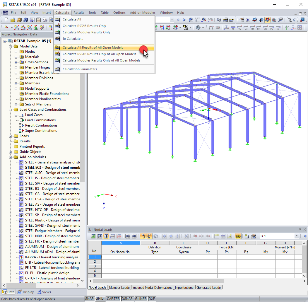 Option "Calculate All Results for All Open Models"
