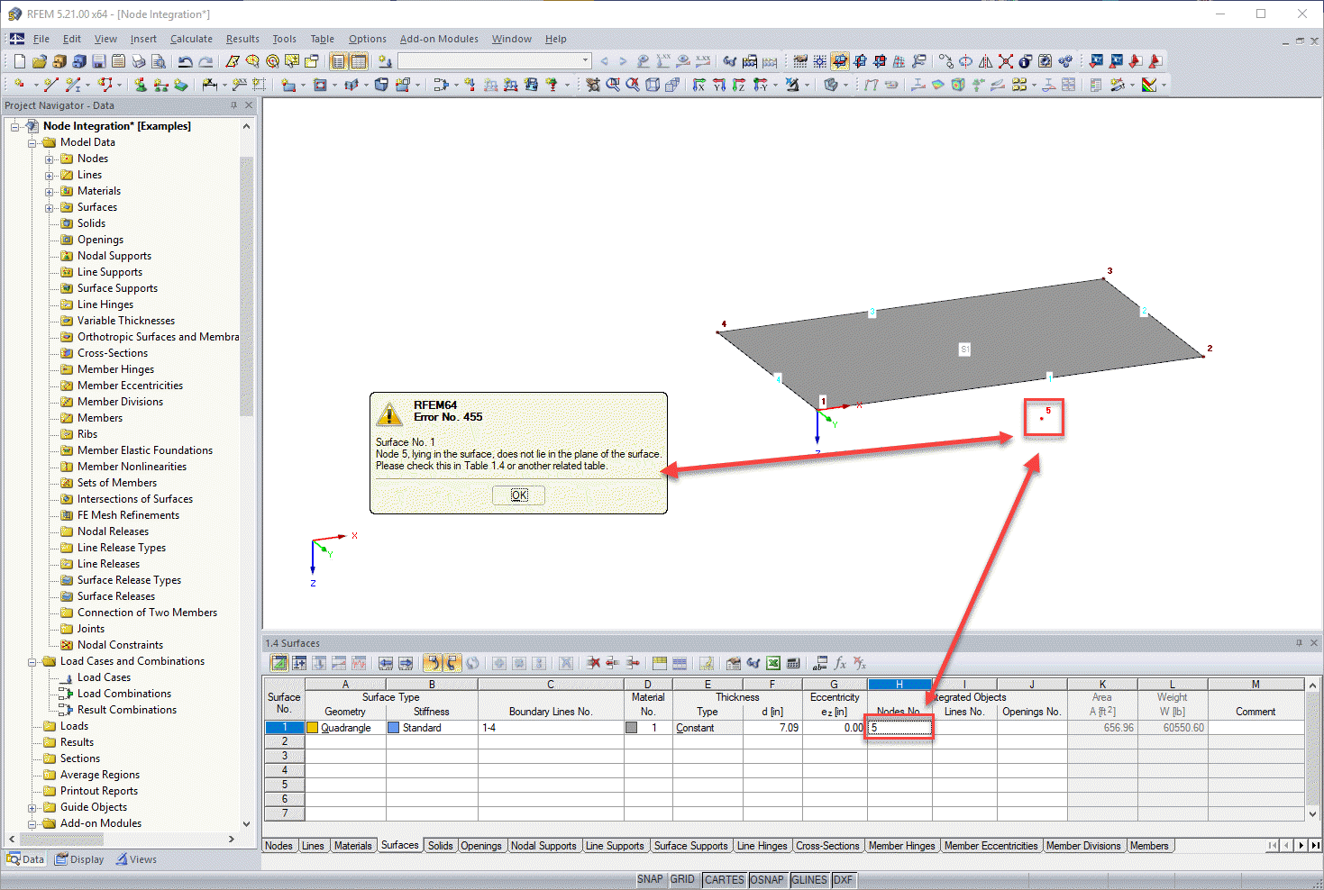 Warning in RFEM