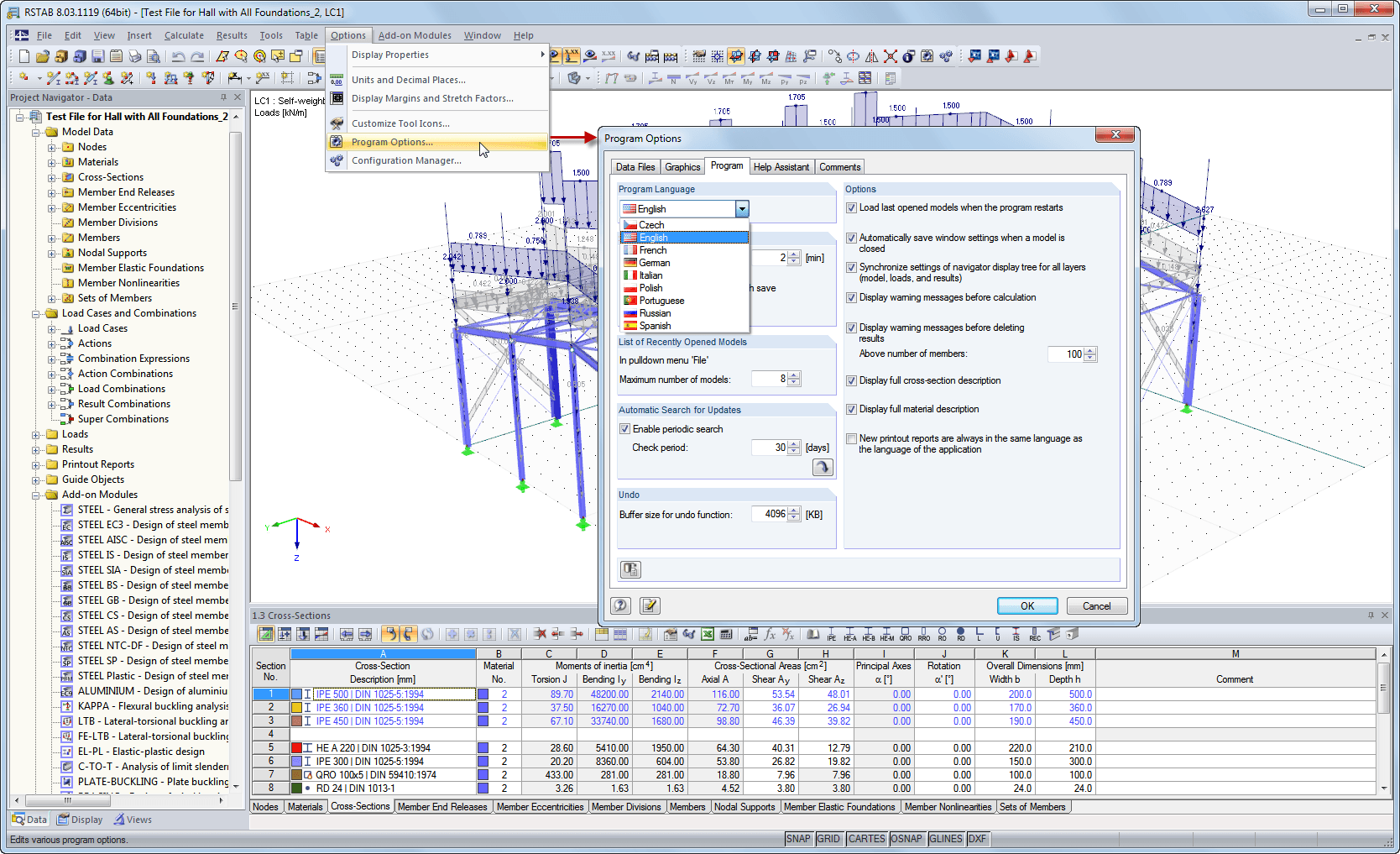 Selecting Language of Program