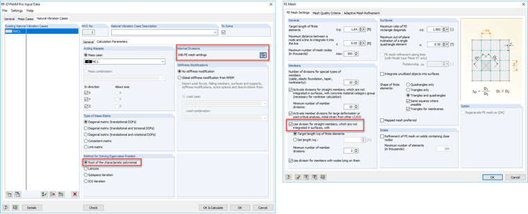 RFEM: Activating Division for Straight Members