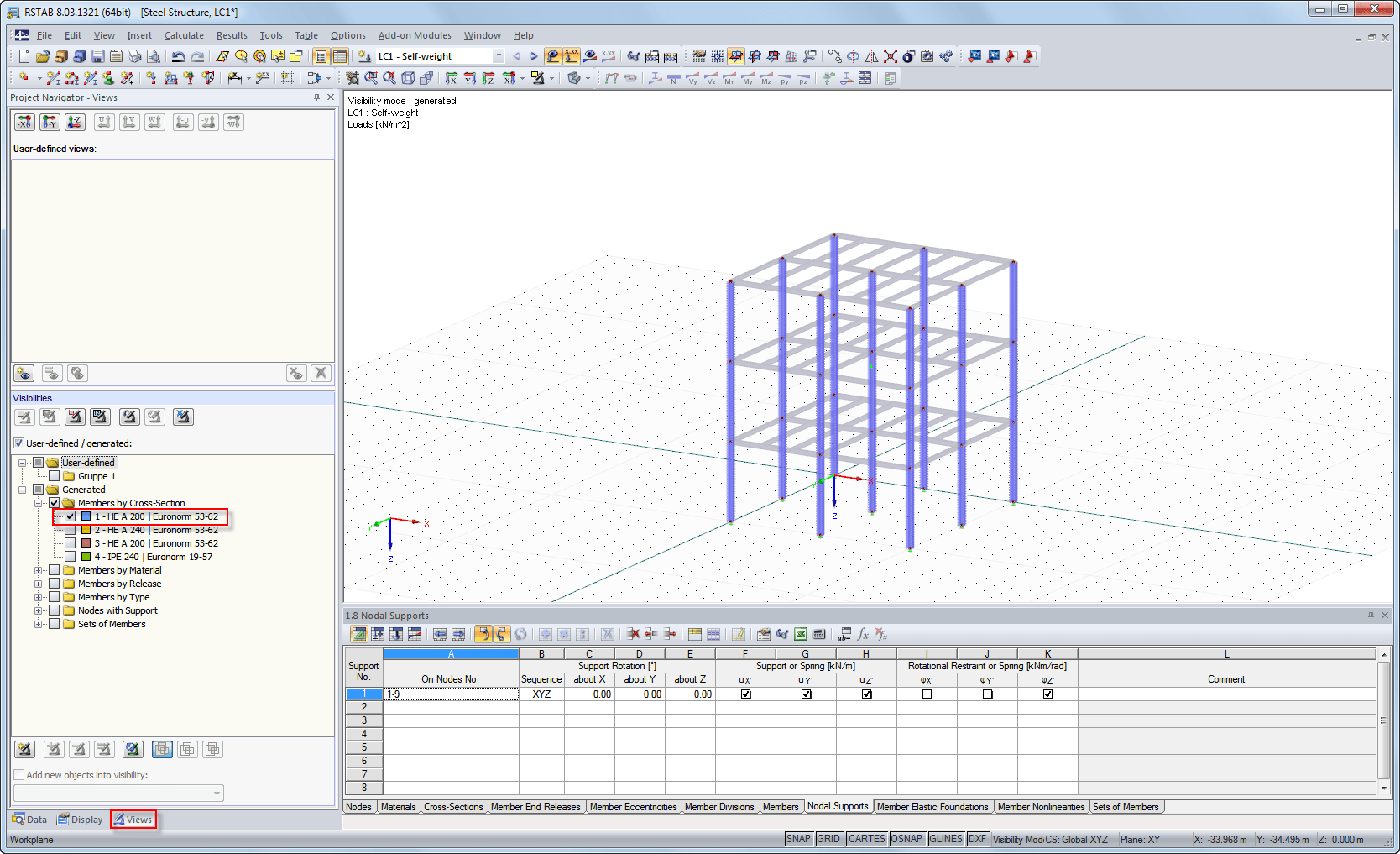Specifying Visibility for Cross-Section