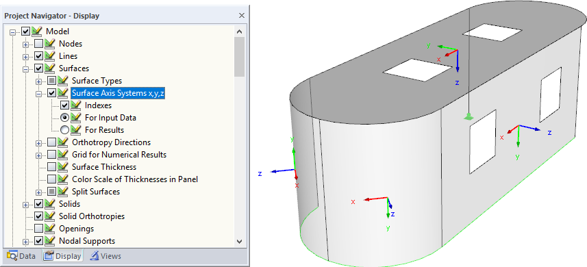 Displaying Surface Axes